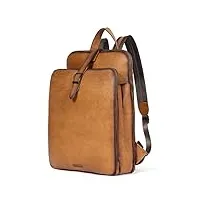 cluci sac a dos femme cuir veritable ordinateur portable de 15,6 pouces voyage business vintage grand mode sac d'epaule jaune marron