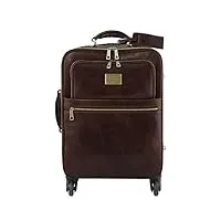 tuscany leather tl voyager valise verticale en cuir avec 4 roulettes marron foncé