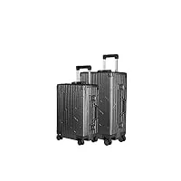 gundel set de valises en aluminium gris sidéral (gris) bagage cabine 55x40x20 cm 35l valise enregistrement en soute 66x43x23 cm h/l/p 55l 4x roues doubles 360° serrure à combinaison 2x tsa