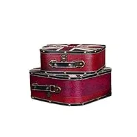 chengbeautiful valise vintage lot de 2 boîte de rangement boîte de rangement poitrine idées cadeaux de noël anniversaire boîte de jouet boîte de couverture boîte de rangement vintage