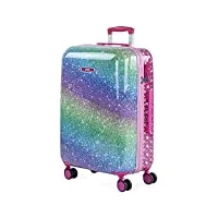 skpat - valise enfant moyenne fille/garçon - valise soute avion rigide 4 roulettes - valise de voyage résistante en polycarbonate - petite valise ultra légère avec cadenas à combinaison tsa, fuchsia