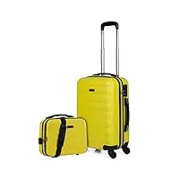 itaca - valises. lot de valise rigides 4 roulettes - valise grande taille, valise soute avion, bagages pour voyages.ensemble valise voyage. verrouillage à combinaison 71216, jaune