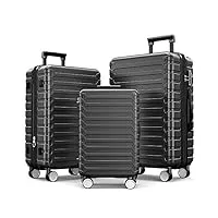 showkoo lot de 3 bagages extensibles en abs rigide rigide léger et durable avec serrure tsa