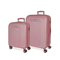 movom riga set de bagages rose 55/70 cms rigide abs serrure à combinaison 109l 4 roues doubles bagage à main