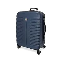 roll road india valise grande bleu 55x80x29 cms rigide abs serrure à combinaison 108l 4,7kgs 4 roues doubles extensible