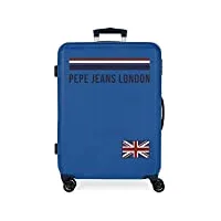 pepe jeans overlap valise moyenne bleu 48x68x26 cms rigide abs serrure à combinaison 70l 3,7kgs 4 roues doubles