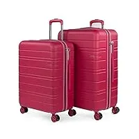 jaslen - valises. lot de valise rigides 4 roulettes - valise grande taille, valise soute avion, bagages pour voyages.ensemble valise voyage. verrouillage à combinaison 171216, fraise