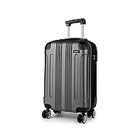 kono bagage cabine 55x35x20 cm valise bagage à main rigide abs légere avec 4 roulettes 33 liters gris