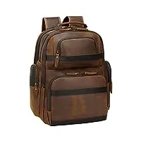 tiding sac à dos vintage en cuir pour ordinateur portable 15,6" - grande capacité - pour les voyages et la randonnée