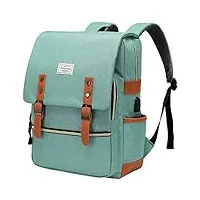 modoker sac à dos vintage pour ordinateur portable pour femme et homme, sac à dos scolaire avec port de charge usb, sac à dos tendance pour ordinateur portable 15,6 pouces, vert