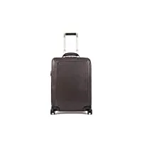 piquadro black square valise de cabine 4 roulettes cuir 55 cm compartiment laptop