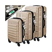 kesser® set de 3 valises à coque dure, set de valises de voyage, trolley valise, incl. balance de valise + étiquette de bagage, valise à roulettes, serrure, 4 roulettes, poignée télescopique m-l-xl