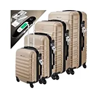 kesser® set de 4 valises à coque dure, trolley incl. balance de valise + étiquette de bagage valise à roulettes, serrure, 4 roulettes abs, s-m-l-xl ,champagne