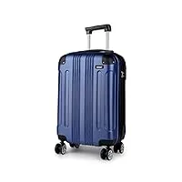 kono abs bagage cabine a main 55x35x20cm valise de voyage rigide legere 4 roulettes (marine)