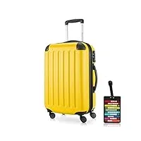 hauptstadtkoffer spree - bagage à main extensible, valise cabine 4 roulettes, 55 cm + étiquette de valise, jaune