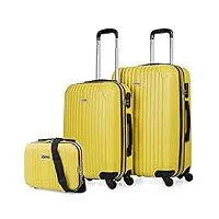 itaca - valises. lot de valise rigides 4 roulettes - valise grande taille, valise soute avion, bagages pour voyages.ensemble valise voyage. verrouillage à combinaison t71515b, jaune