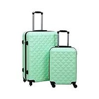 vidaxl ensemble de valises rigides 2 pcs bagages à roulettes de voyage sac de valise trolley de voyage chariot de bagages menthe abs