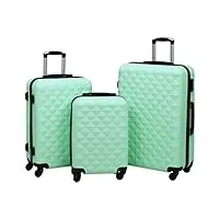 vidaxl ensemble de valises rigides 3 pcs bagages à roulettes de voyage trolley de voyage sac de valise chariot de bagages menthe abs