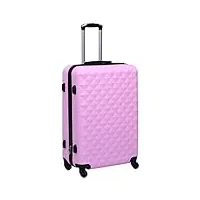 vidaxl valise rigide bagage à roulettes de voyage trolley de voyage sac de valise chariot de bagage sangles de serrage internes rose abs