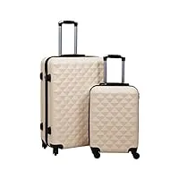 vidaxl ensemble de valises rigides 2 pcs bagages à roulettes de voyage sac de valise trolley de voyage chariot de bagages dore abs