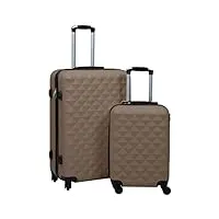 vidaxl ensemble de valises rigides 2 pcs bagages à roulettes de voyage sac de valise trolley de voyage chariot de bagages marron abs
