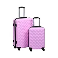 vidaxl ensemble de valises rigides 2 pcs bagages à roulettes de voyage sac de valise trolley de voyage chariot de bagages rose abs