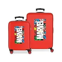 marvel avengers action set de bagages rouge 55/68 cms rigide abs serrure à combinaison 104l 4 roues doubles bagage à main