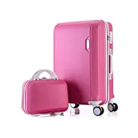 xmwm abs + pc ensemble de bagages valise de voyage à roulettes valise à roulettes bagage à main valise cabine bagage à roulettes valise à roulettes spinner, rose red set, 26"