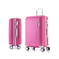 xmwm abs + pc ensemble de bagages valise de voyage à roulettes valise à roulettes transporter la valise de cabine sac à roulettes à roulettes spinner, rose rouge, 26"