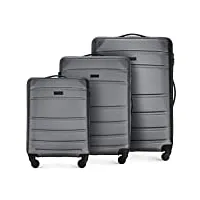 wittchen valise de voyage bagage à main valise cabine valise rigide en abs avec 4 roulettes pivotantes serrure à combinaison poignée télescopique globe line set de 3 valises gris