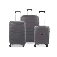 roncato skyline lot de 3 valises rigides extensibles (l + moyen + cabine) anthracite