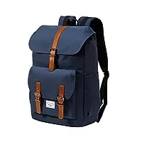 sac à dos hommes, kasgo imperméable 18,9l grand capacité sac a dos voyage pour 15.6 pouces ordinateur vintage sac de femmes pour travail scolaire bleu
