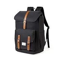 kasgo sac à dos hommes, imperméable 18,9l grand confort sac a dos voyage femmes pour 15.6 pouces ordinateur pour affaire travail scolaire 30x14x45, noir