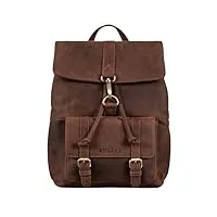 stilord 'kacey' sac à dos vintage femme cuir pour ordinateur portable 13,3 pouces casual backpack idéal comme sac travail sac universitaire cartable, couleur:veleta - marron