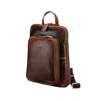 corno d'oro sac à dos business en cuir pour femme avec de nombreux compartiments, pour ordinateur portable 14 pouces, vintage daypack, sac à dos de jour marron