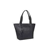 hexagona - sac cabas porté épaule - compatible format a4 et téléphone portable - pour femme - collection esma - noir - en cuir de vachette souple gras