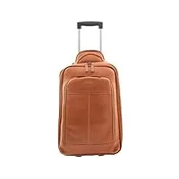 valise à roulettes en cuir véritable marron clair, peau, cabin, valise