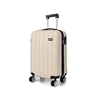 kono valise cabine légère 55 x 35 x 20 cm en abs rigide avec 4 roulettes (beige)