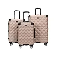 kenneth cole reaction diamond tower valise de voyage légère rigide extensible à 8 roues, rose champagne., 3-piece set (20", 24", & 28"), diamond tower valise à bagages légère et
