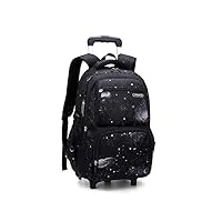 starry sky sac à dos d'école primaire pour adolescents, sac à dos à roulettes noir uniquement, 2 wheels, sacs à dos de jour