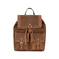 stilord 'nora' sac tyrolien pour femmes cuir sac à dos sac de voyages vintage grand sac à bandoulières en cuir, couleur:tan - marron - scuro