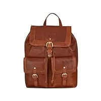 stilord 'nora' sac tyrolien pour femmes cuir sac à dos sac de voyages vintage grand sac à bandoulières en cuir, couleur:maraska - marron
