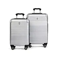 travelpro valise à roulettes extensible pour voyage aller-retour et valise à roulettes extensibles pour enregistrement moyen, argenté., 2-piece set (20/25), bagage rigide à roulettes pivotantes pour