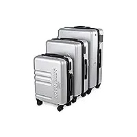 compactor - lot de 3 valises (cabine + grande + jumbo), argent, 53.5 x 31 x h.80 cm, ran10237