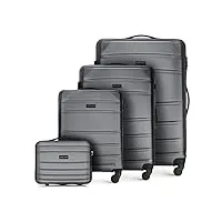wittchen valise de voyage bagage à main valise cabine valise rigide en abs avec 4 roulettes pivotantes serrure à combinaison poignée télescopique globe line set de 4 valises gris