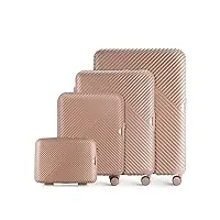 wittchen ensemble valise trolley 4 pièces trolley coque rigide en polycarbonate 4 roues serrure à combinaison tsa (s+m+l+trousse cosmétique) rose