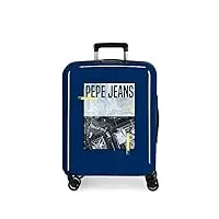 pepe jeans nolan valise de cabine bleue 40 x 55 x 20 cm rigide abs fermeture tsa intégrée 38,4 l 2 kg 4 roues doubles bagage à main