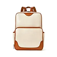 bostanten sac à dos en cuir pour femmes daypacks pour ordinateur portable 15,6 pouces sacs à dos loisir grande capacité beige