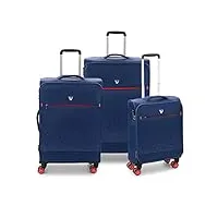roncato crosslite lot de 3 valises à 4 roulettes, bleu