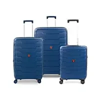 roncato skyline lot de 3 valises rigides extensibles (l + moyen + cabine) bleu marine